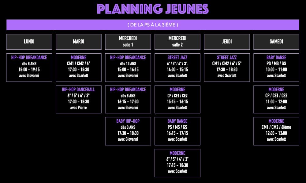 PLANNING JEUNES